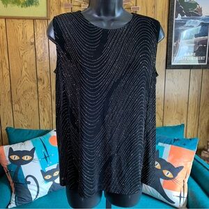 Vintage Picadilly Fashion Sparkly Swirls Sleeveless Blouse